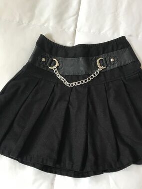 Royal Bones Daang Goodman Chain Pleated Skirt Womens XS Black Preppy Goth Punk